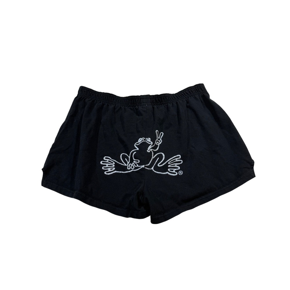 Peace Frog Loungewear Booty Shorts L Black Y2K Retro 2000s Hippie Boho Casual
